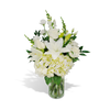 white flowers, lily, rose, hydrangea