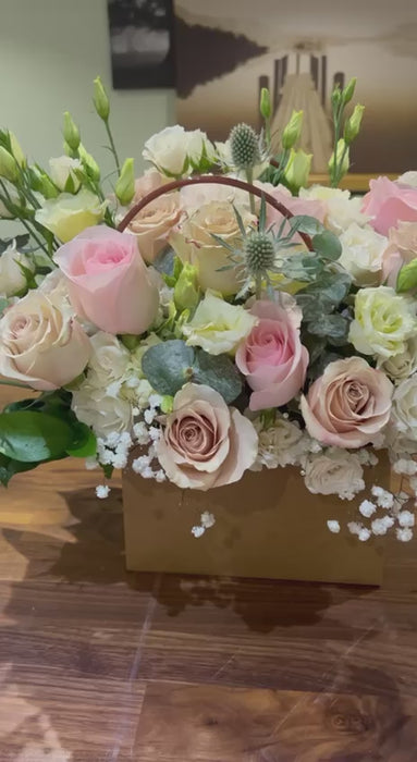 luxury flower bag arrangement 