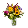 sunflowers, daisy, alstroemeria, snapdragon, iris